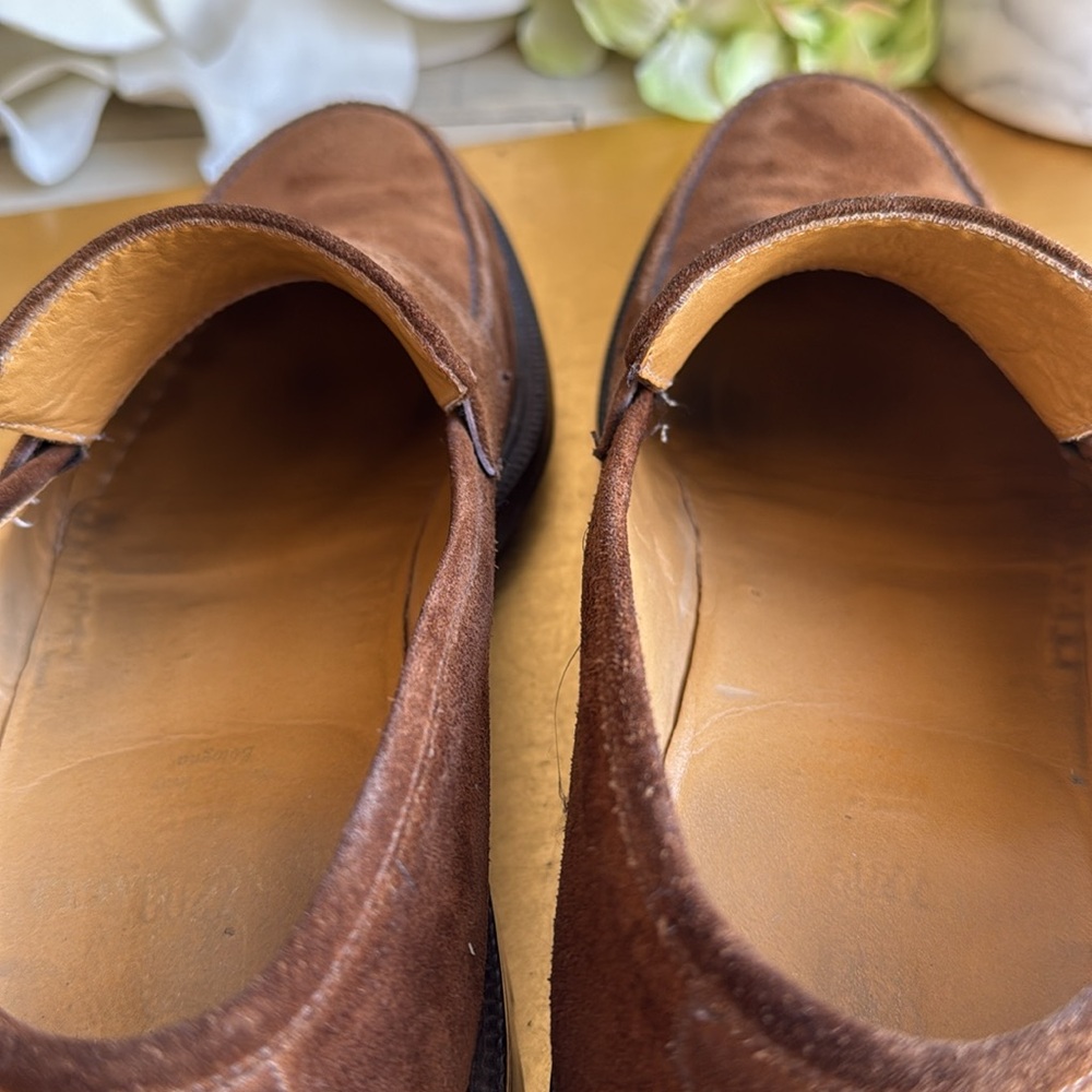 Bruno Magli Ken Lug Sole Penny Loafer in Chestnut Suede | Bologna Construction - Picture 10 of 16